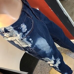 No Boundaries Acid Stain High Waisted Button Up Skinny Leg Jeans